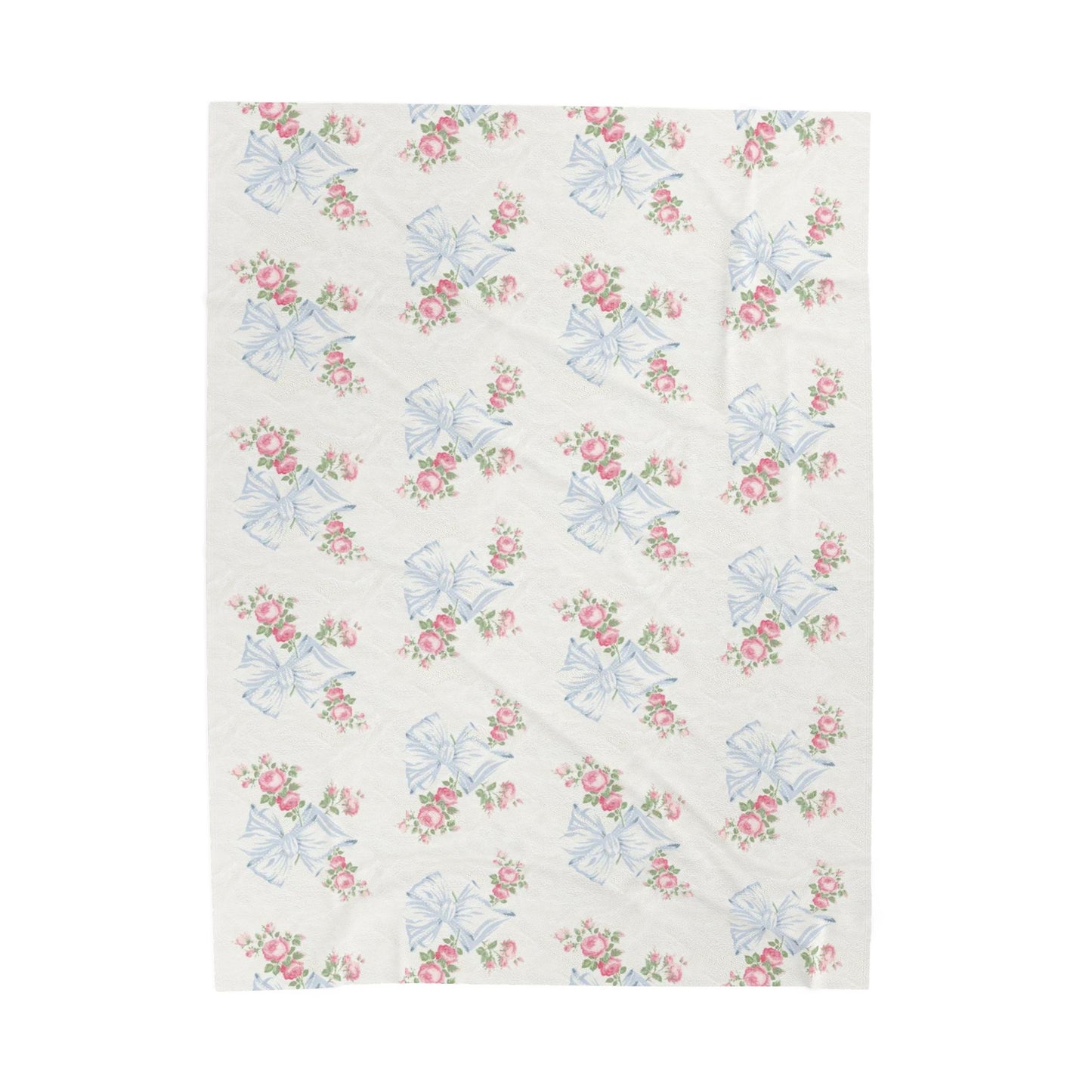 Rosa Beaux Blue Velveteen Plush Blanket