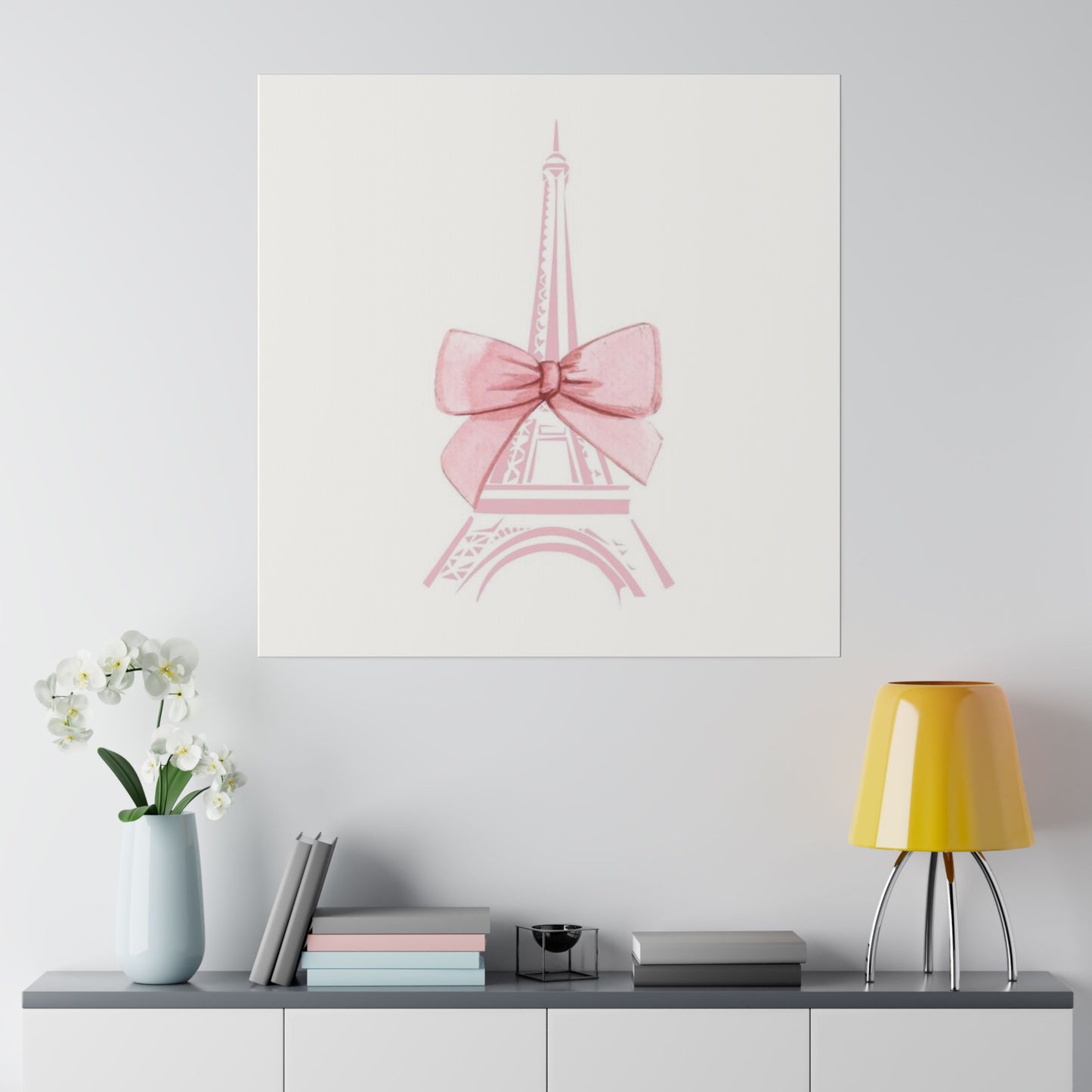 Eiffel Tower Bow Matte Canvas, Stretched
