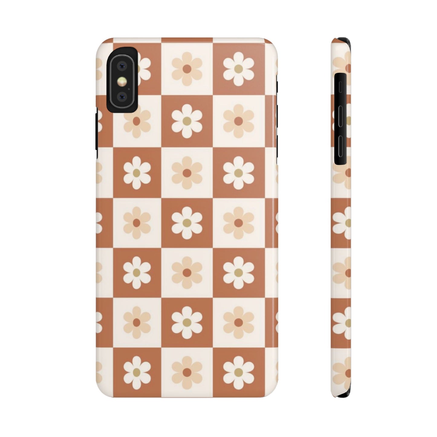 Autumn Checkered Floral Slim iPhone Case