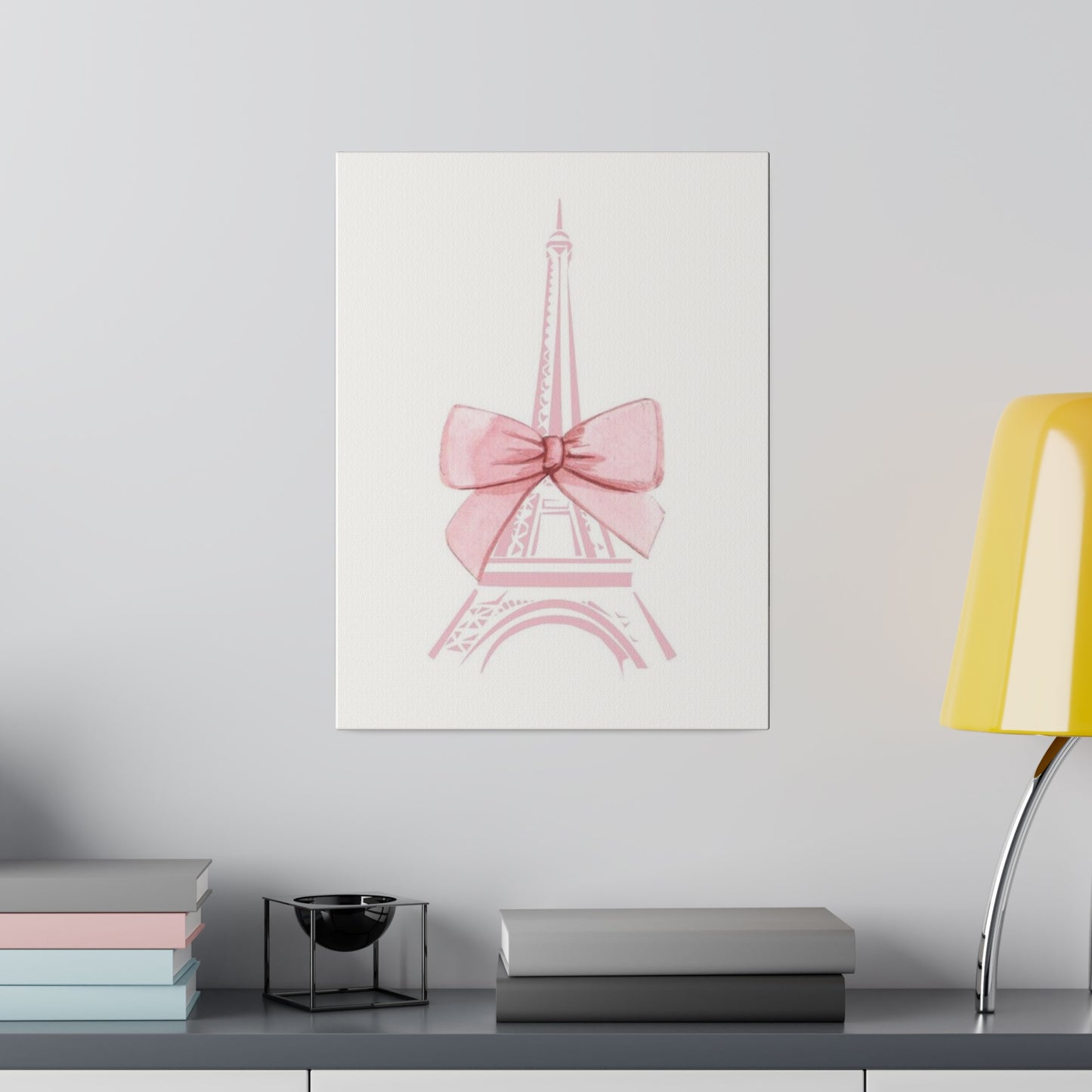 Eiffel Tower Bow Matte Canvas, Stretched