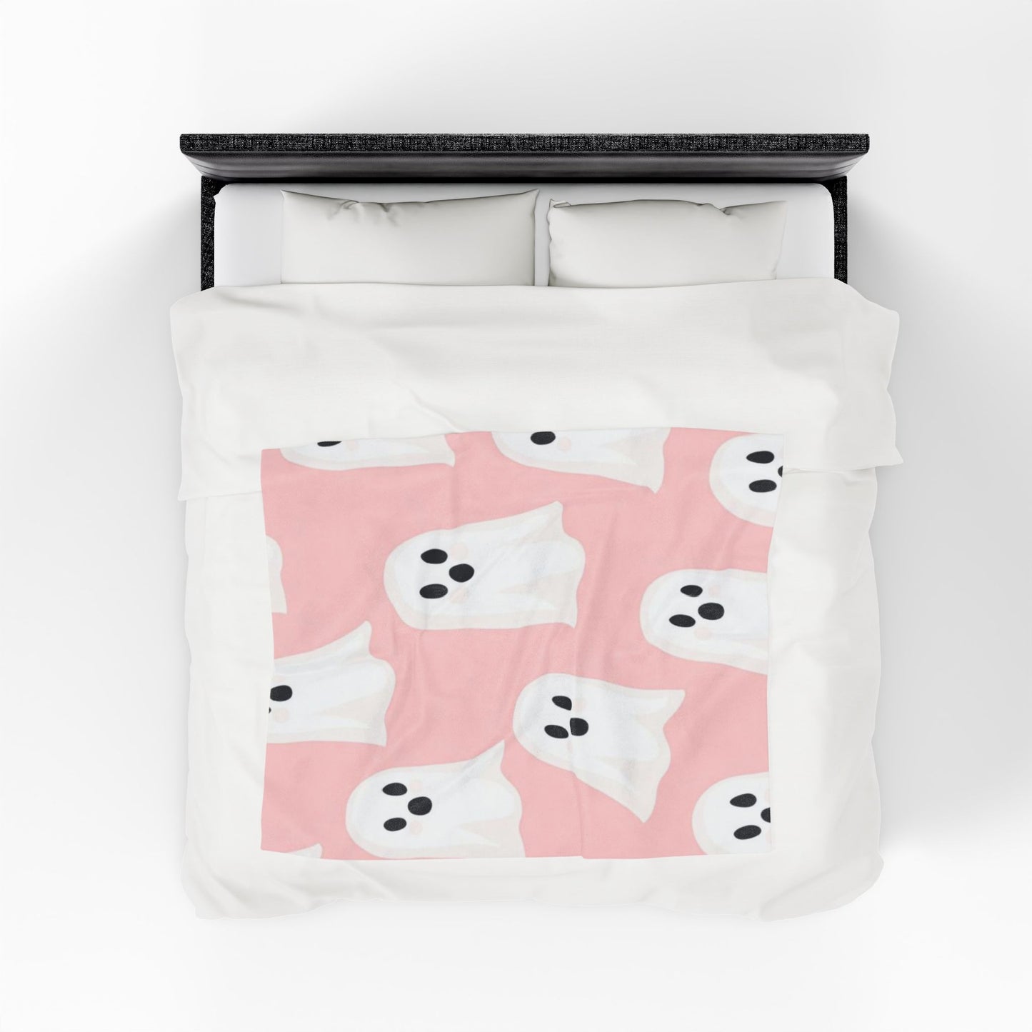 Cute Ghost Pattern Pink Velveteen Plush Blanket