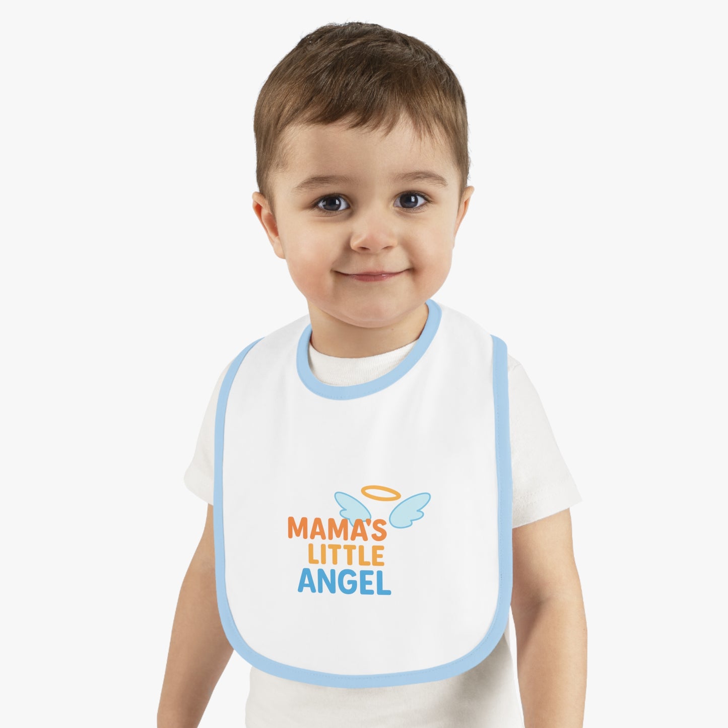 Mama's Little Angel Baby Bib with Contrast Trim