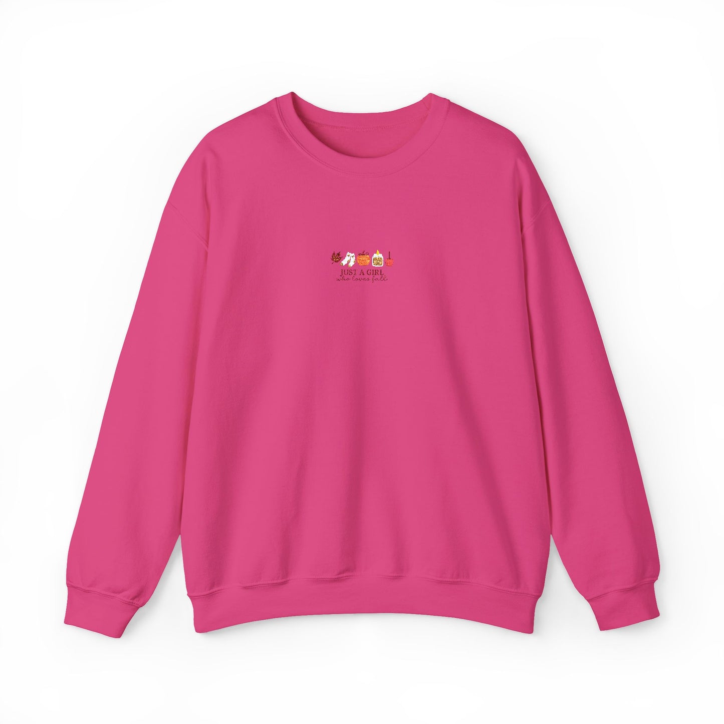 Just a Girl Who Loves Fall Embroidered Crewneck Sweatshirt