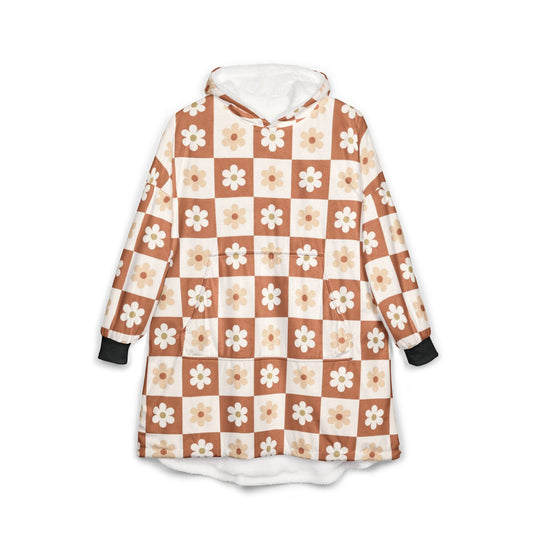 Daisy Checkered Hooded Blanket
