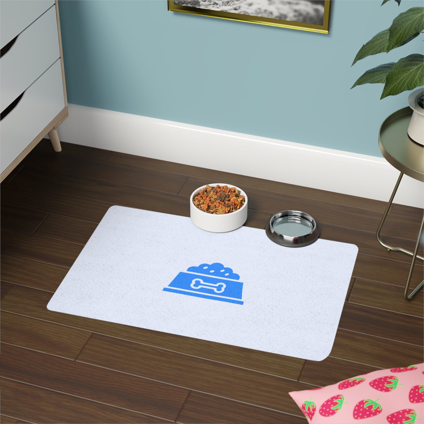 Blue Bowl Pet Food Mat