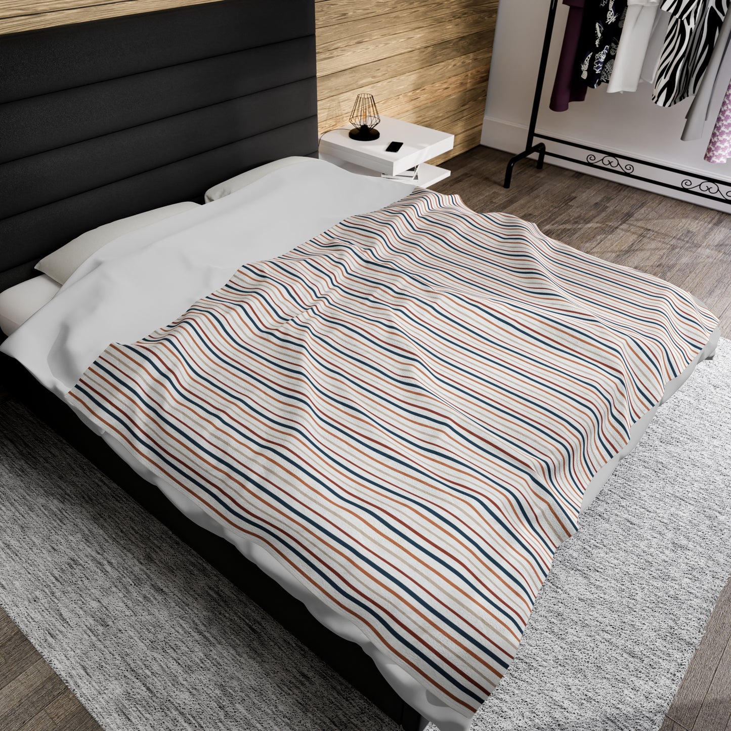 Boho Stripes Velveteen Plush Blanket