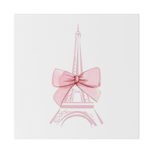 Eiffel Tower Bow Matte Canvas, Stretched