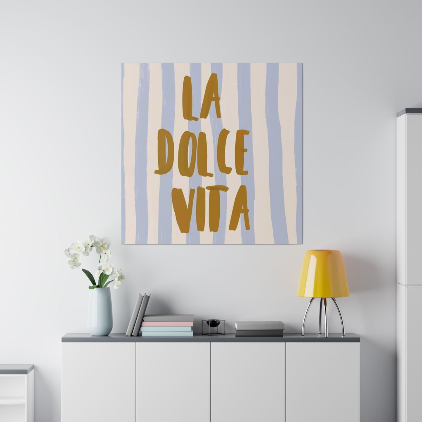 La Dolce Vita Blue Striped Matte Canvas, Stretched