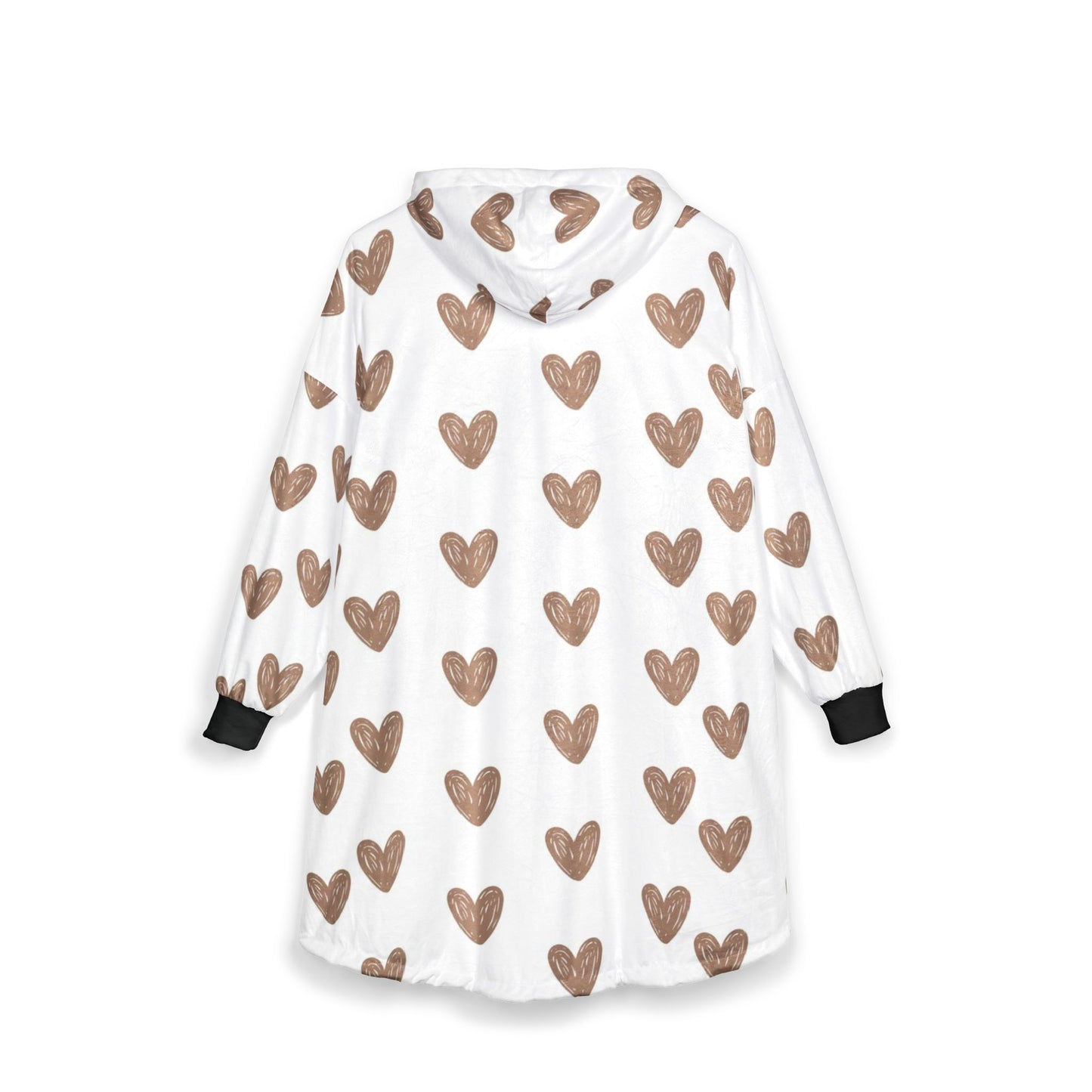 Cozy Heart Print Unisex Hooded Blanket