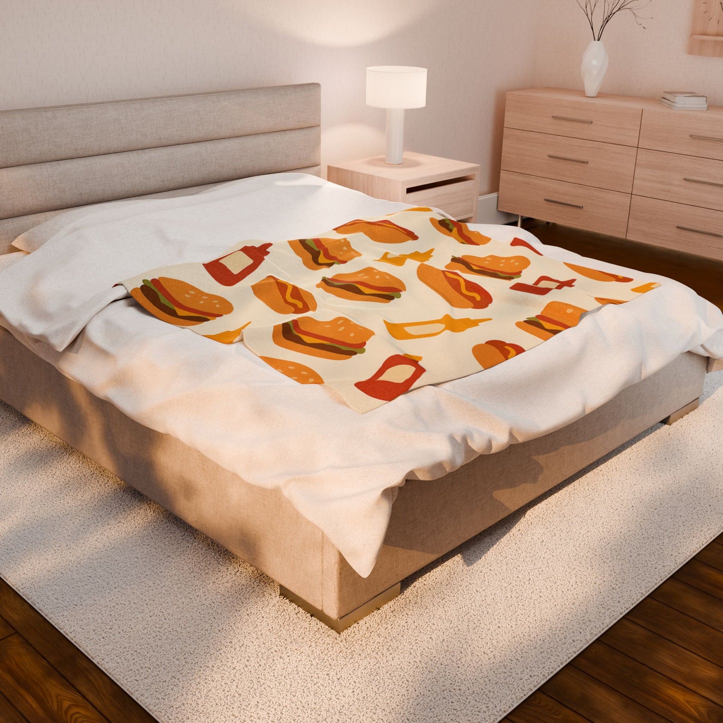 Hamburger Dog Velveteen Plush Blanket
