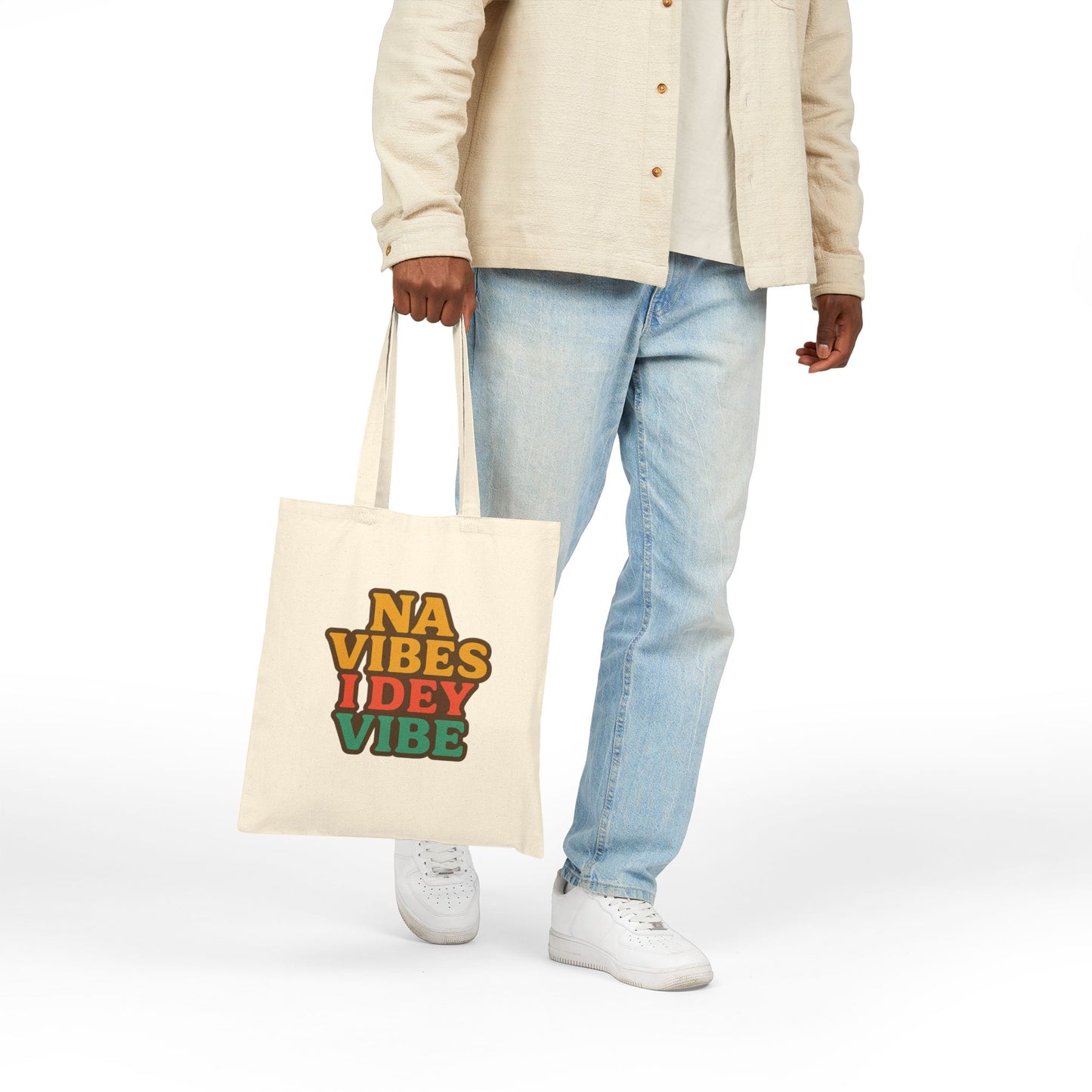 Na Vibes I Dey Vibe 100% Cotton Canvas Tote Bag