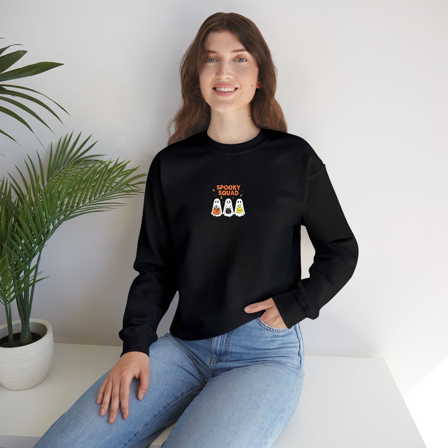 Spooky Squad Trick or Treat Embroidered Crewneck Sweatshirt
