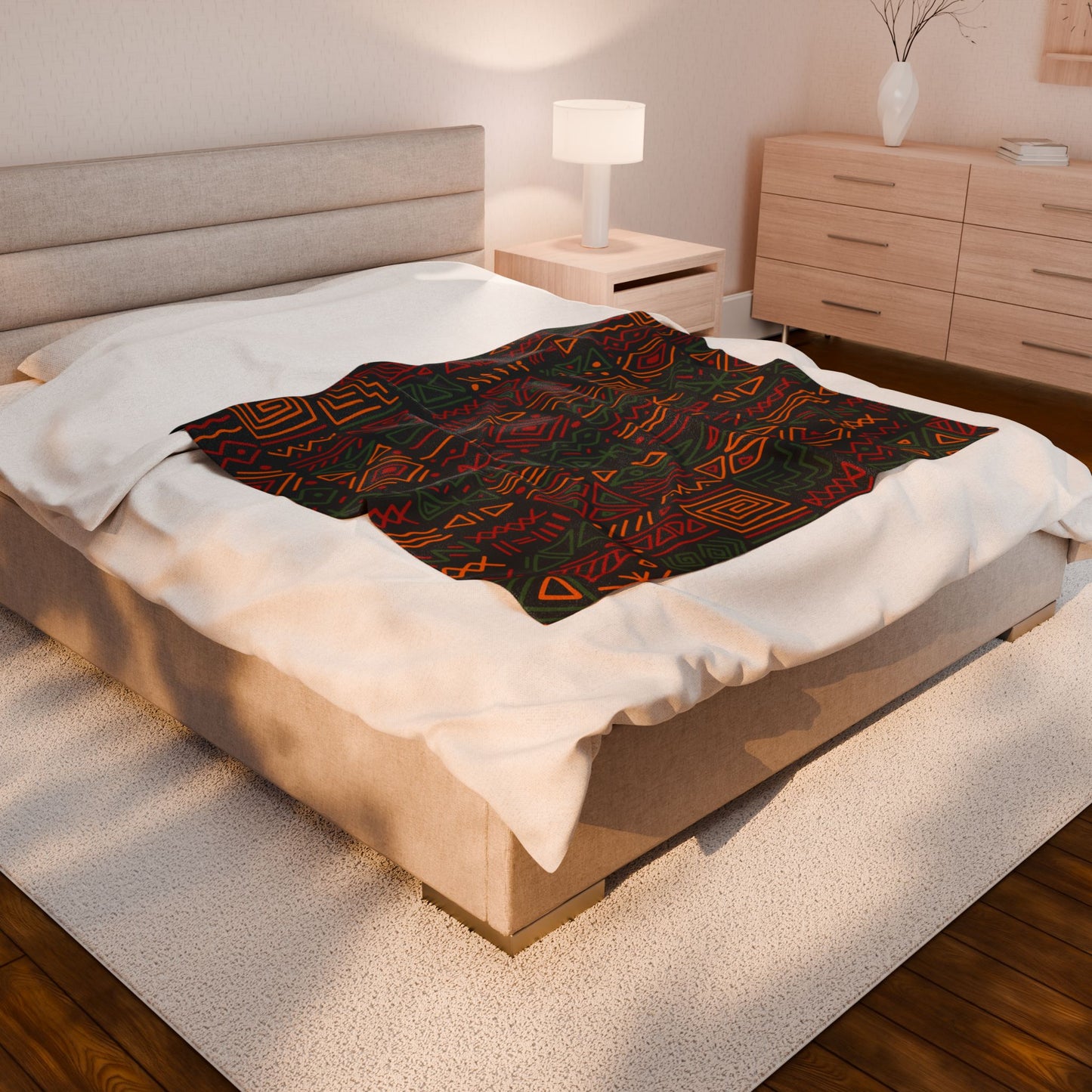 Kente Cloth Velveteen Plush Blanket