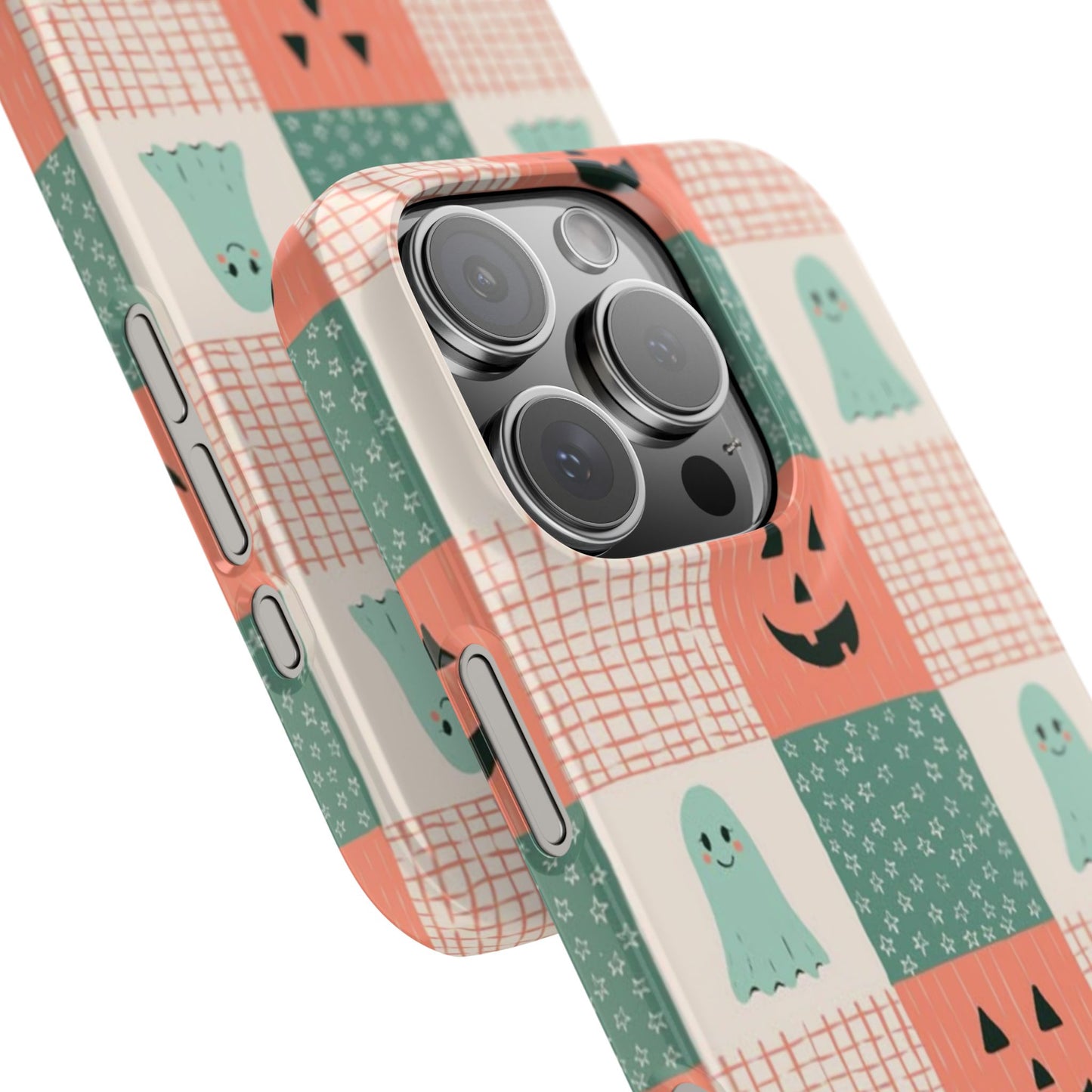 Ghost and Pumpkin Checkered Slim iPhone Case