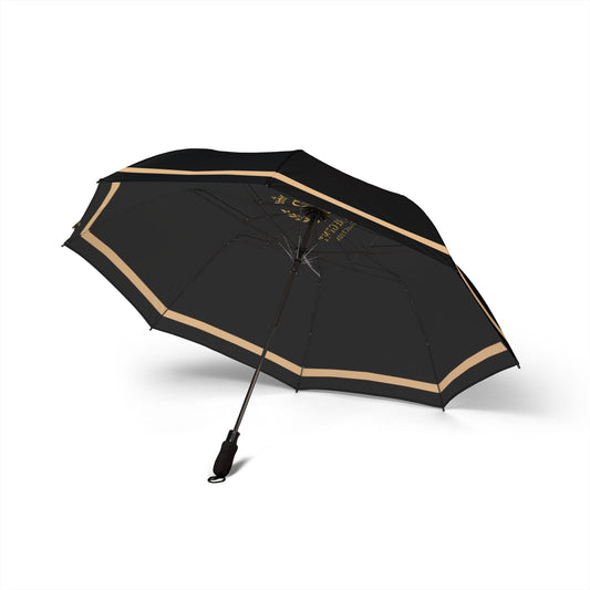 The Regent Collection Semi-Automatic Foldable Luxury Umbrella Black with Gold Stripe
