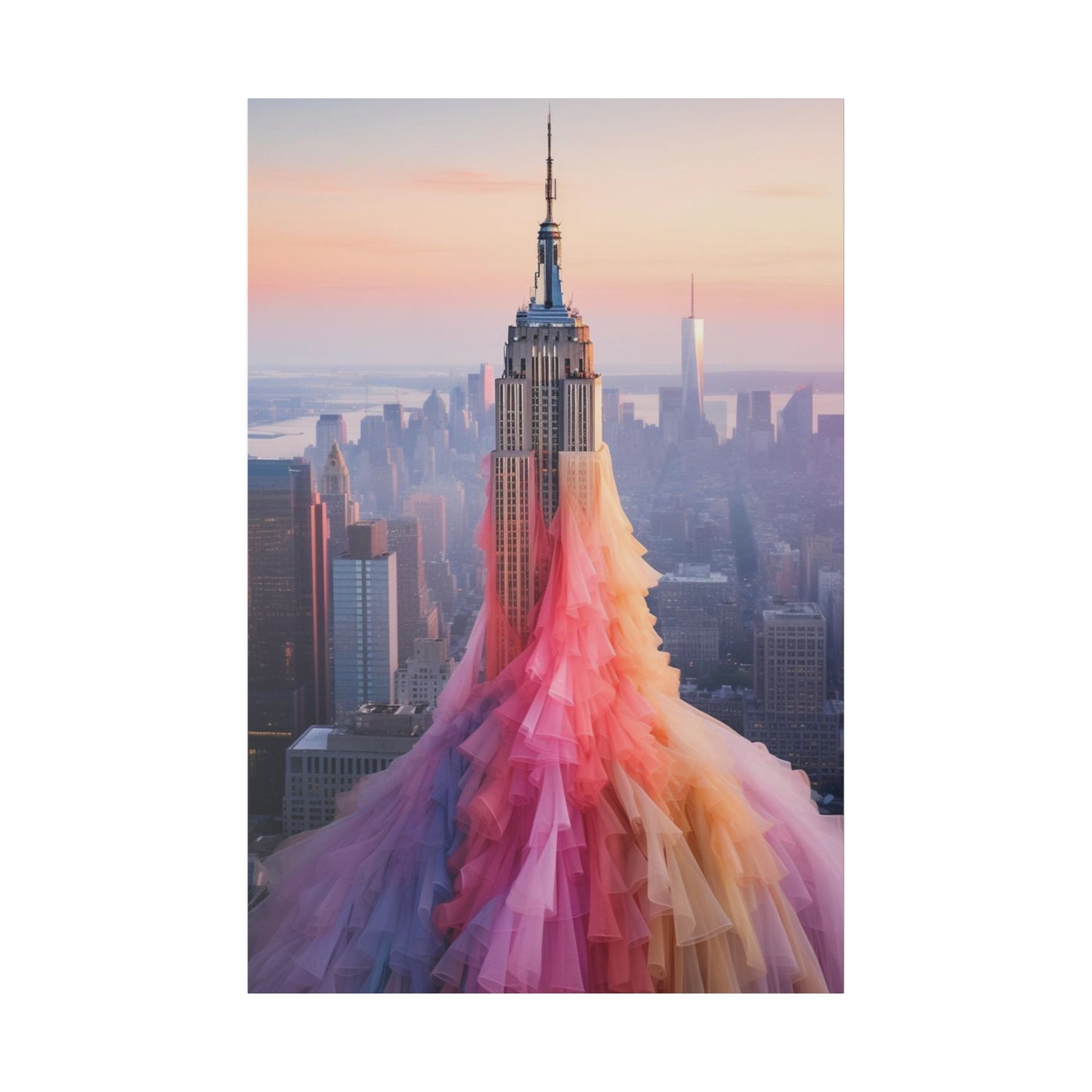 Pastel Empire State Matte Canvas, Stretched