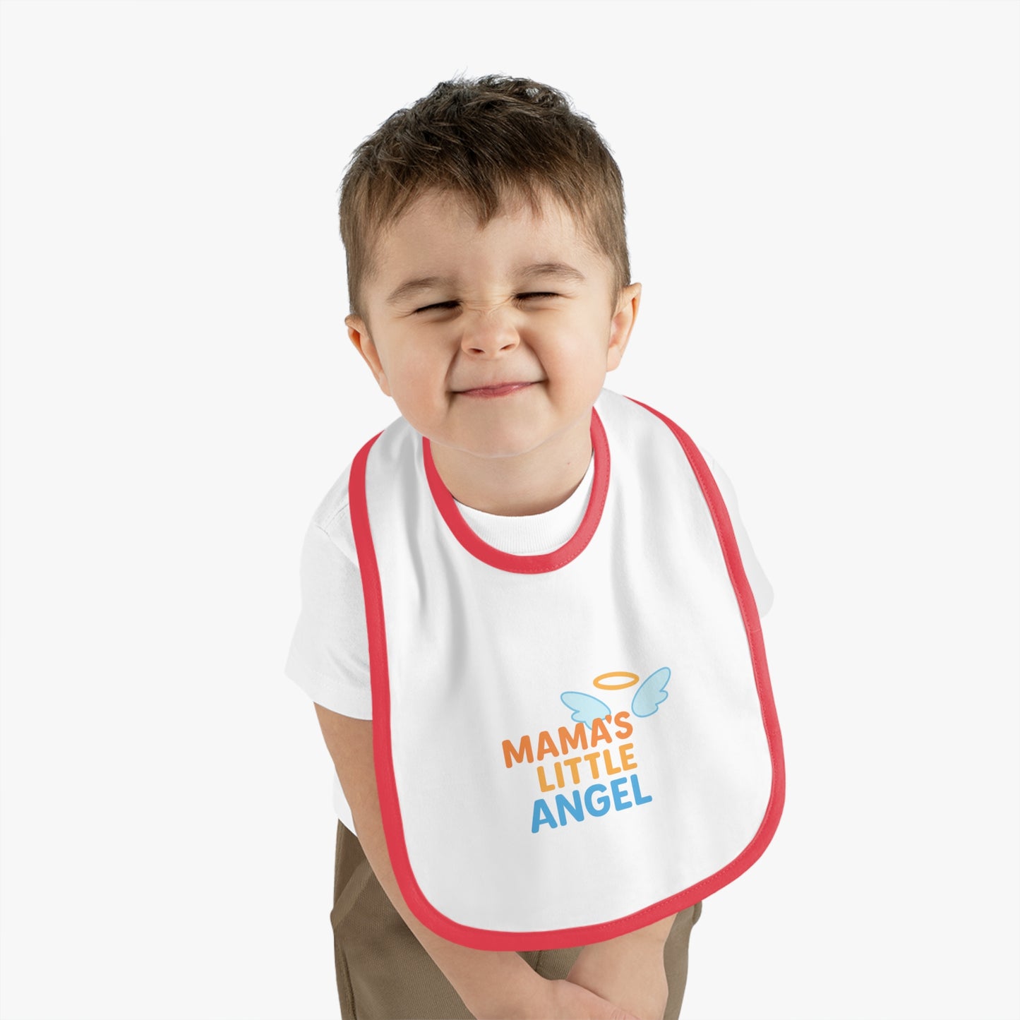 Mama's Little Angel Baby Bib with Contrast Trim