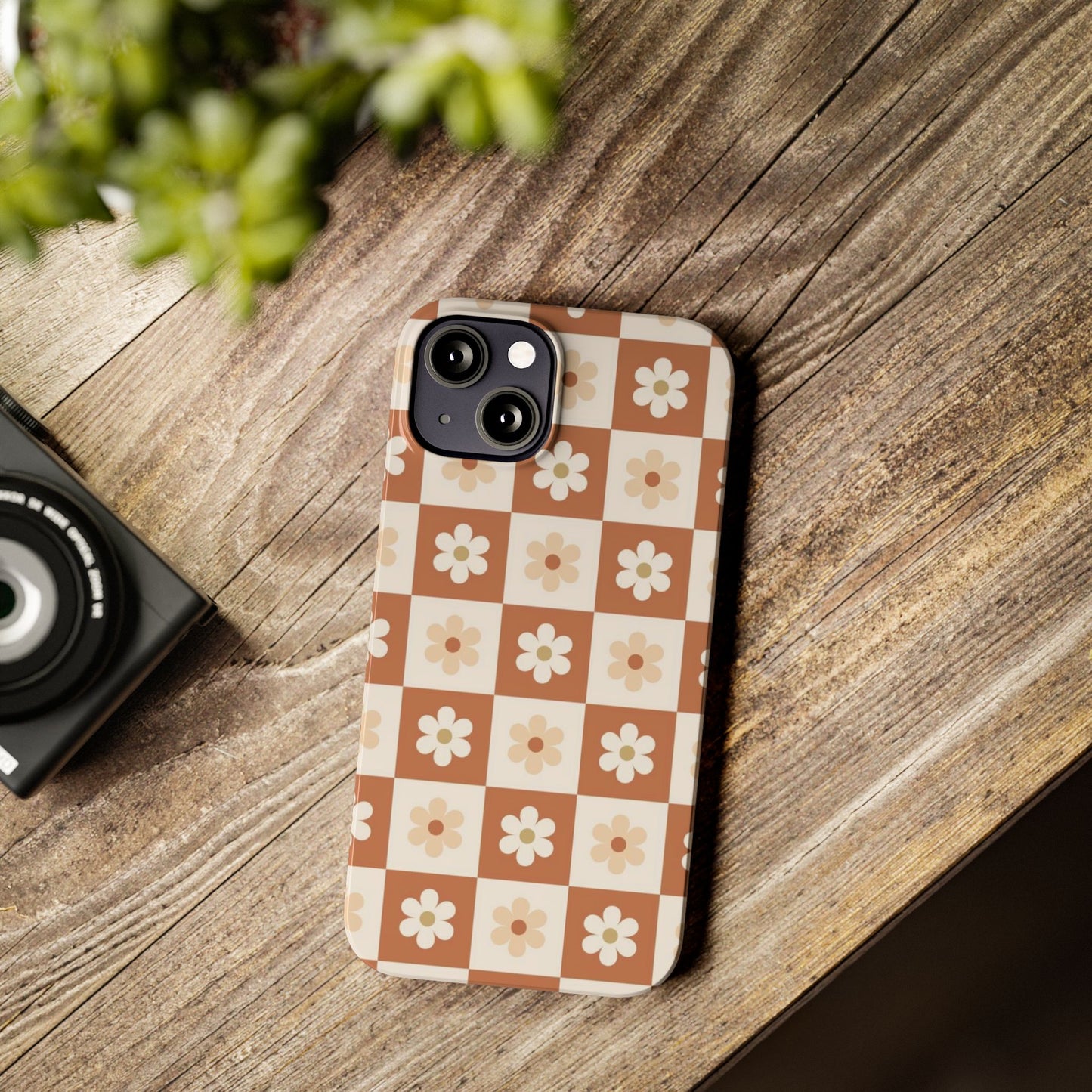 Autumn Checkered Floral Slim iPhone Case