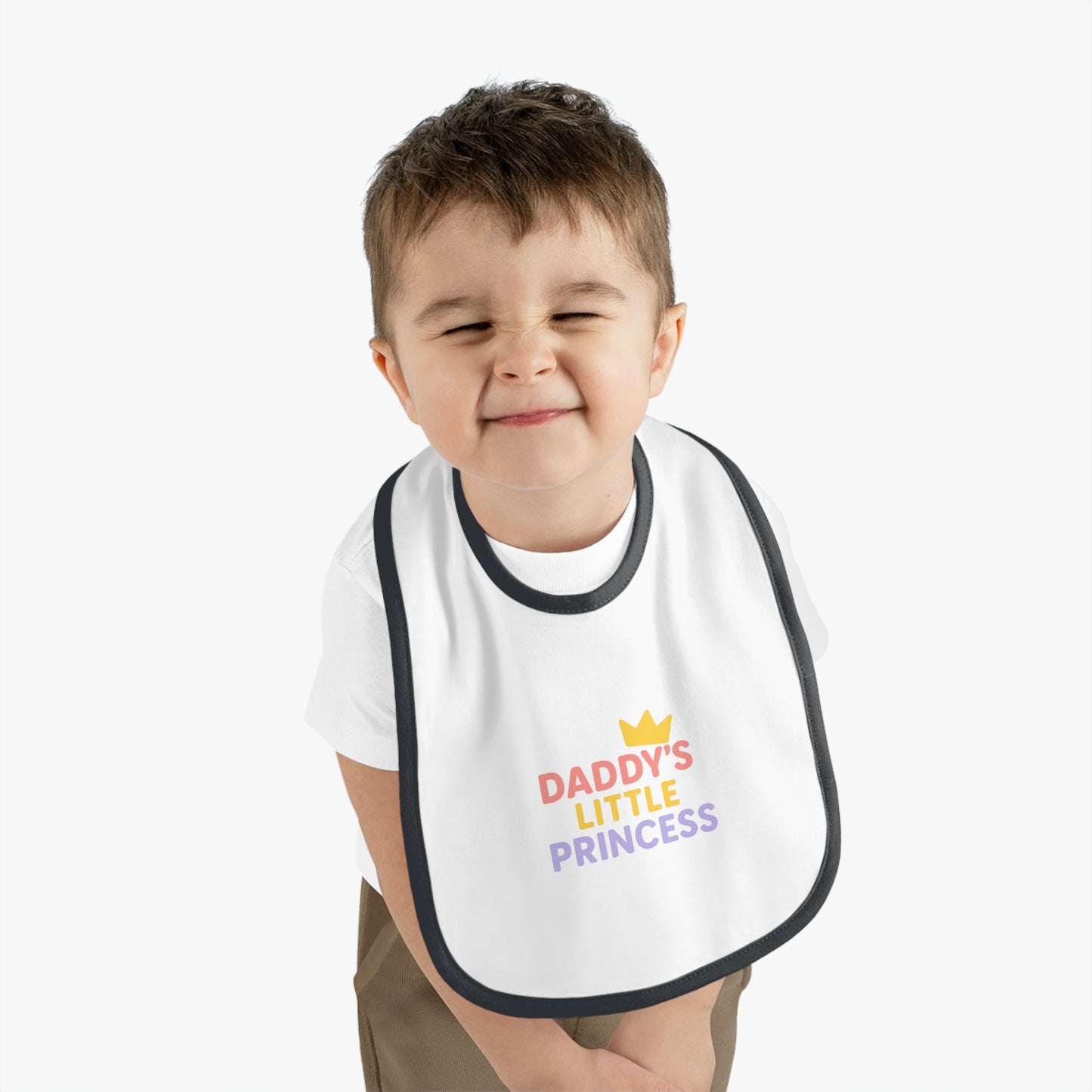 Daddy's Little Princess Baby Bib with Contrast Trim