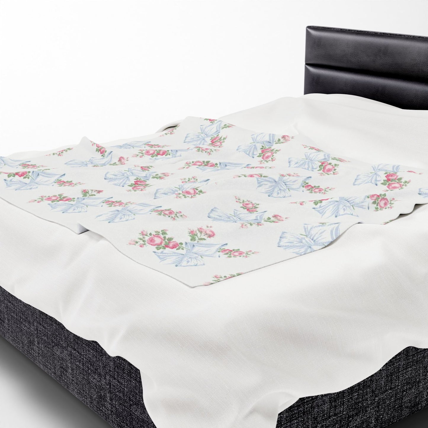 Rosa Beaux Blue Velveteen Plush Blanket