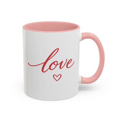 Love Script Accent Coffee Mug – Romantic Heart 11/15oz