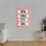 Pink NYC Girl Matte Canvas, Stretched