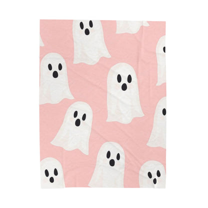 Cute Ghost Pattern Pink Velveteen Plush Blanket