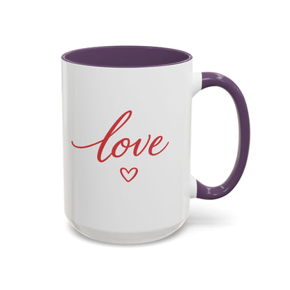 Love Script Accent Coffee Mug – Romantic Heart 11/15oz