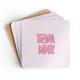 Team Pink Gender Reveal Corkwood Coaster Set