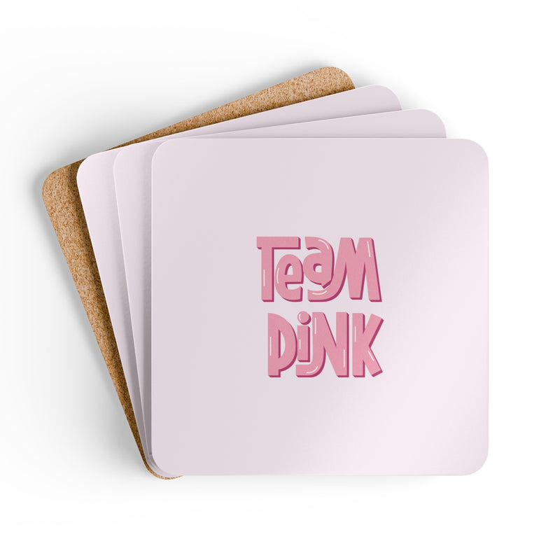 Team Pink Gender Reveal Corkwood Coaster Set