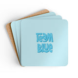 Team Blue Gender Reveal Corkwood Coaster Set