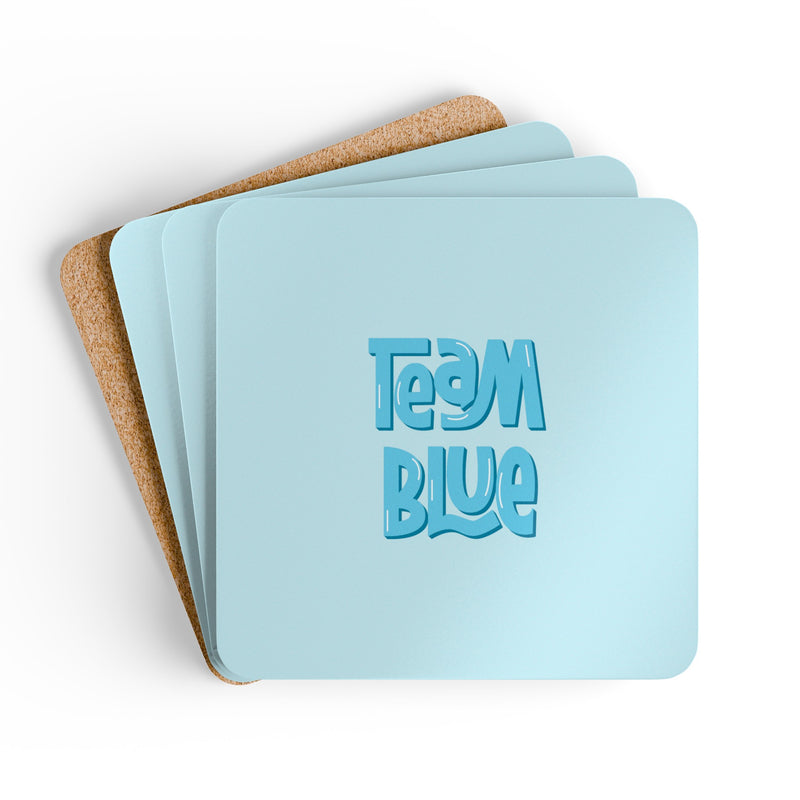 Team Blue Gender Reveal Corkwood Coaster Set