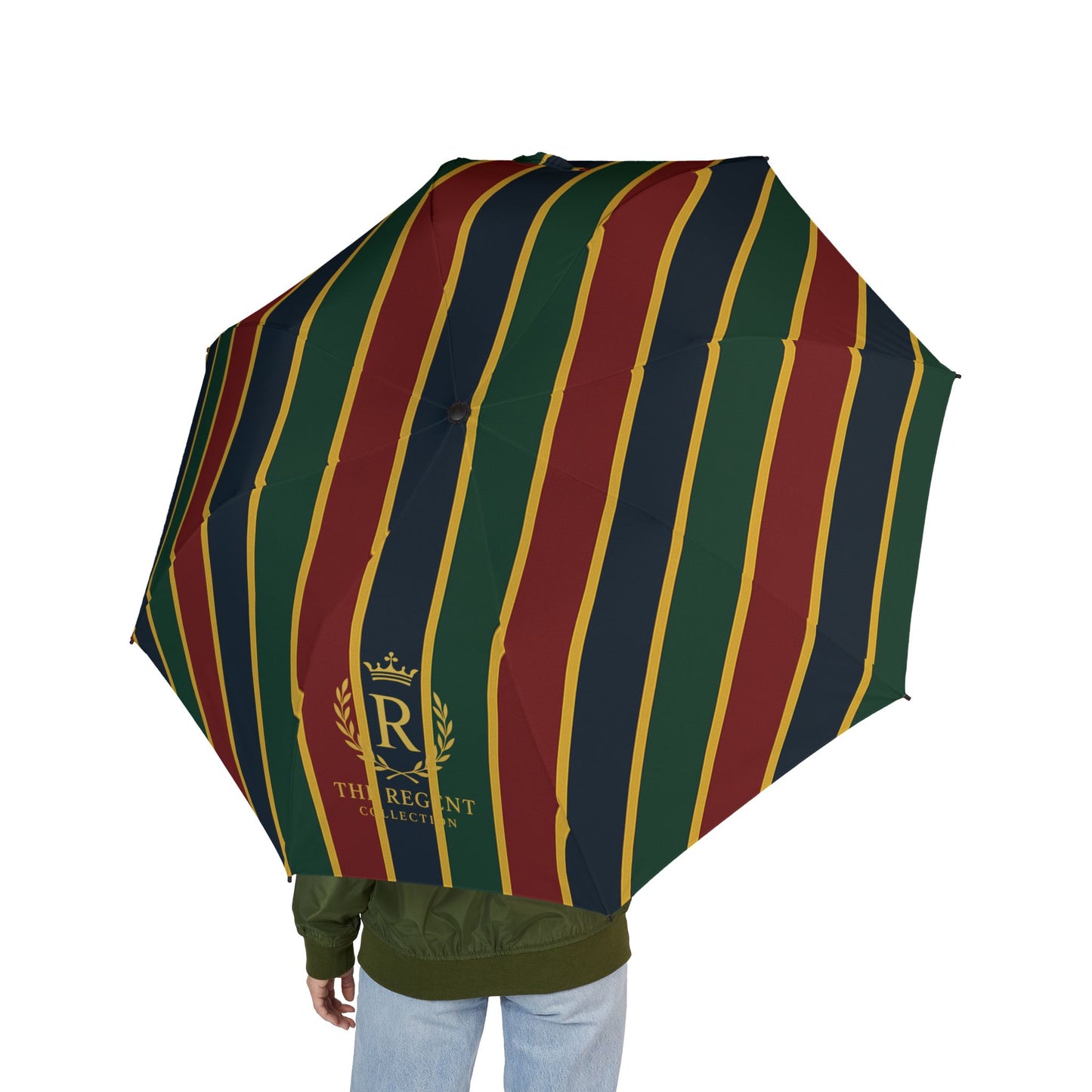 The Regent Collection Semi-Automatic Foldable Luxury Umbrella with Colorful Stripes