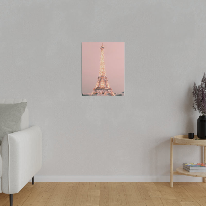 Sunset Paris Eiffel Tower Matte Canvas, Stretched