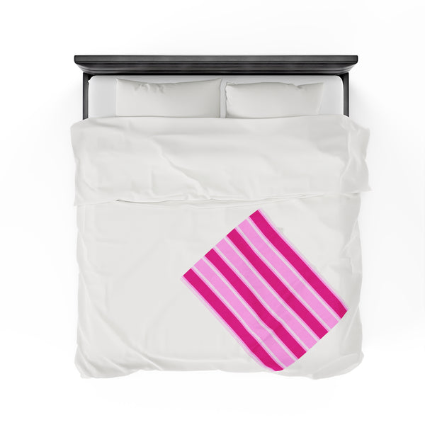 Think Pink Striped Velveteen Plush Blanket