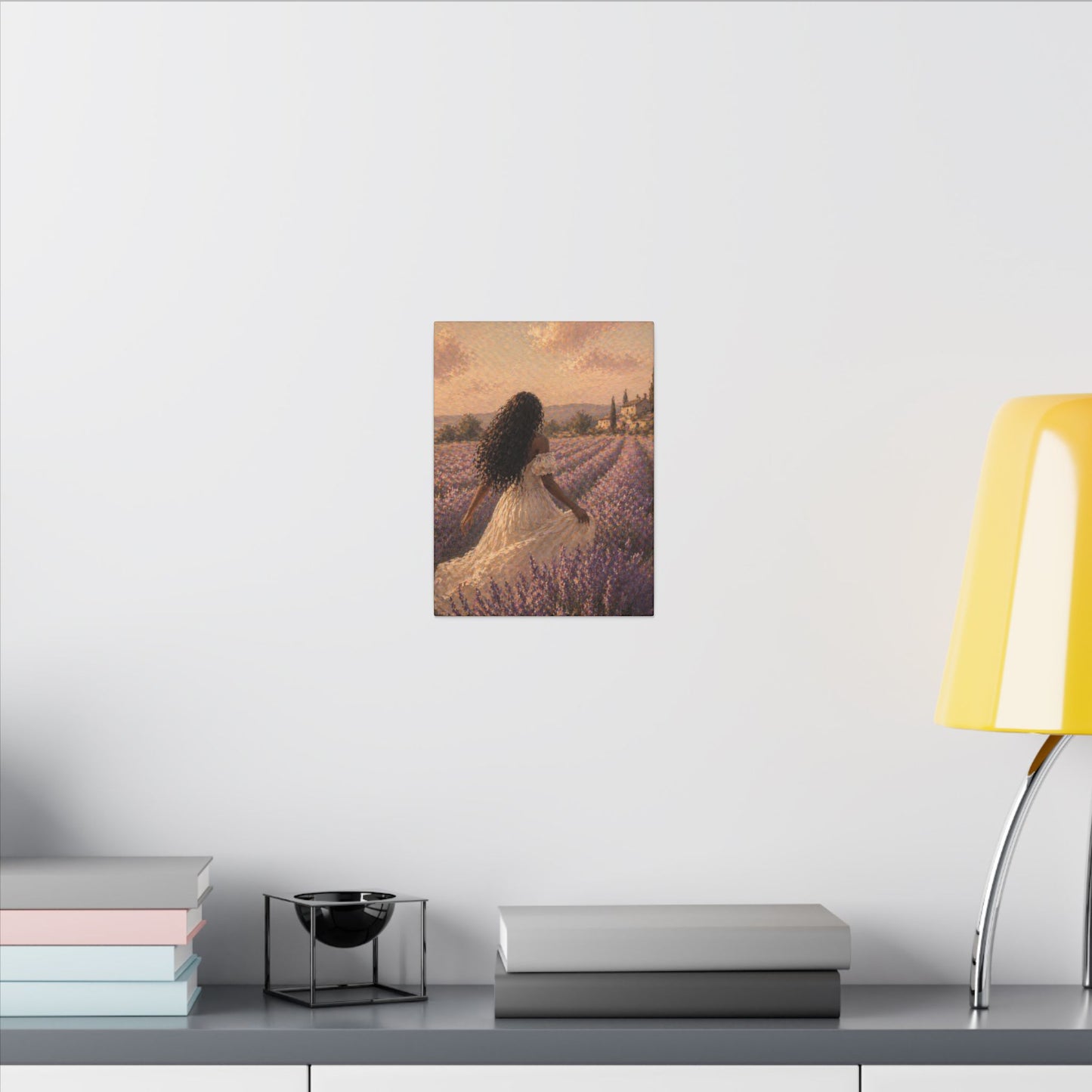 Lavender Field Canvas Print — Woman in Spring Meadow (Matte Stretched)