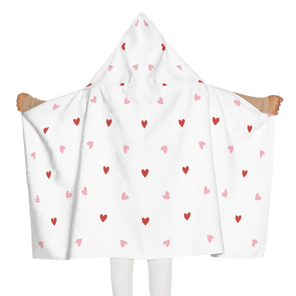 Polka Hearts Youth Hooded Towel