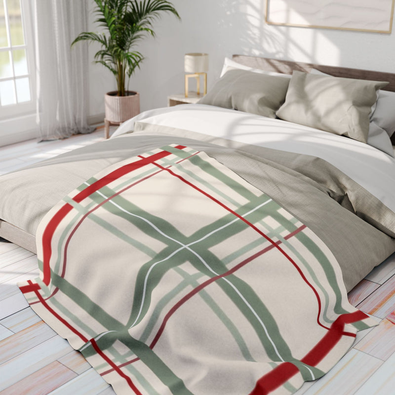 Red and Green Striped Arctic Fleece Blanket