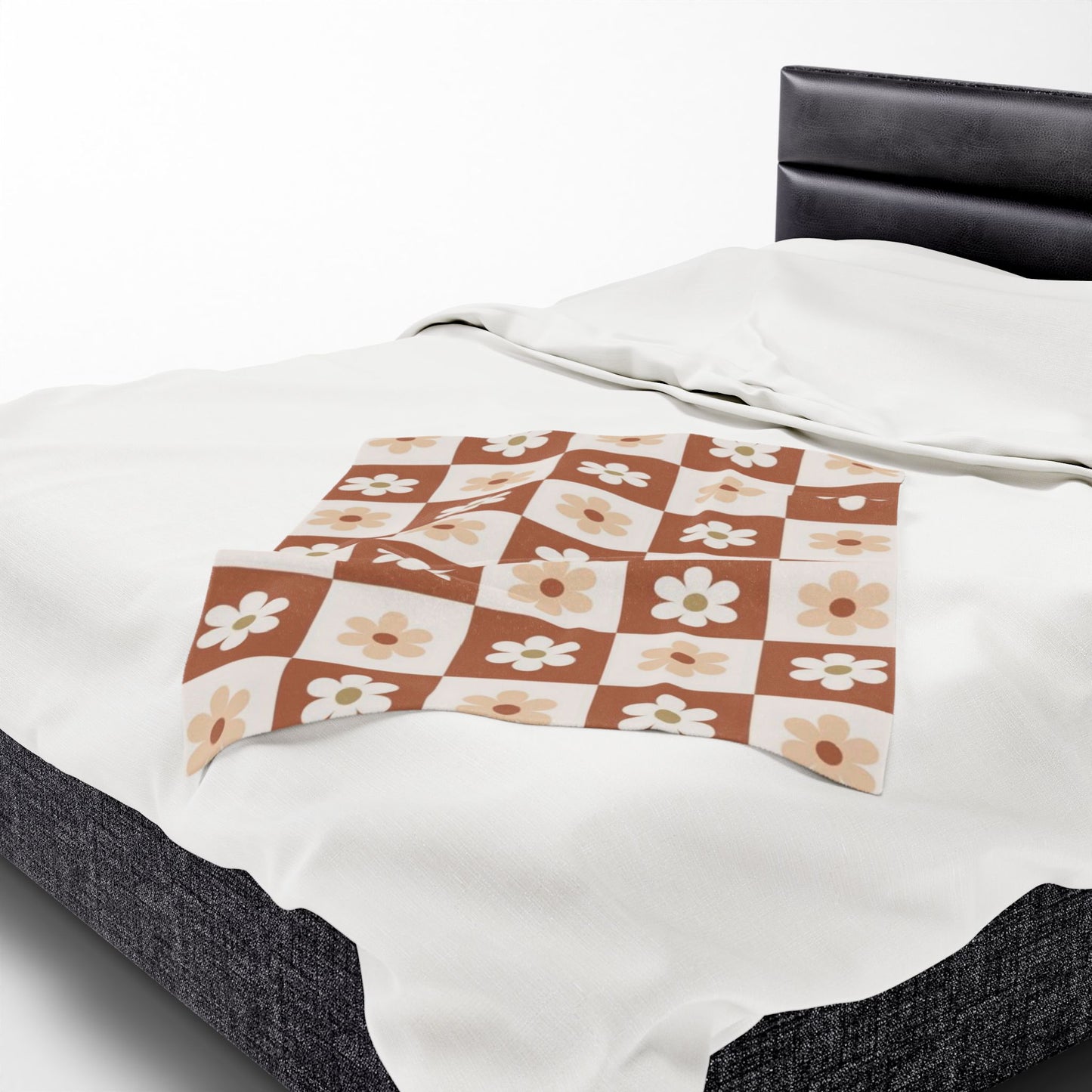 Autumn Checkered Floral Velveteen Plush Blanket