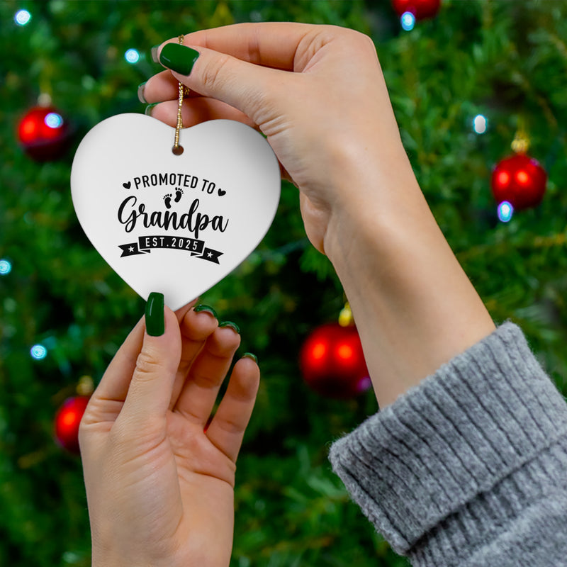 Promoted to Grandpa 2025 Ceramic Ornament, 4 Shapes