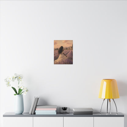 Lavender Field Canvas Print — Woman in Spring Meadow (Matte Stretched)