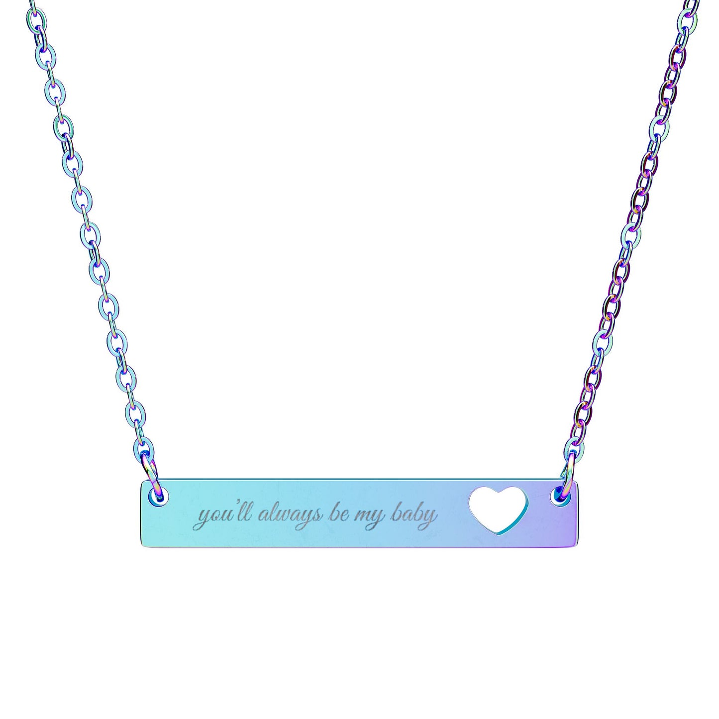 You'll Always Be My Baby Personalized Cutout Heart Bar Necklace