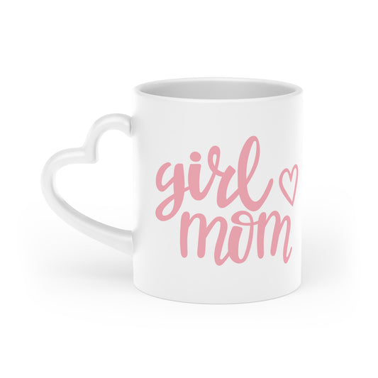 Girl Mom Heart Shaped Mug