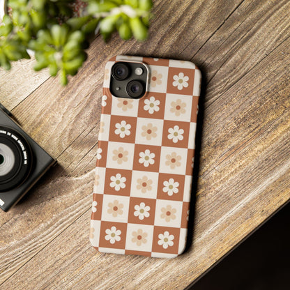 Autumn Checkered Floral Slim iPhone Case