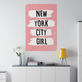 Pink NYC Girl Matte Canvas, Stretched