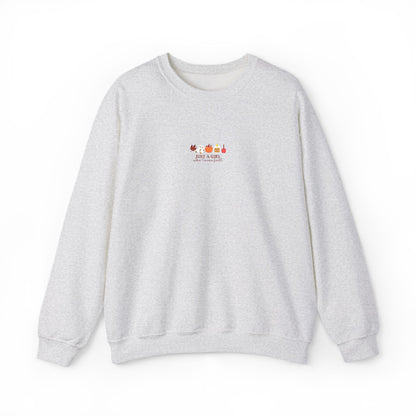 Just a Girl Who Loves Fall Embroidered Crewneck Sweatshirt