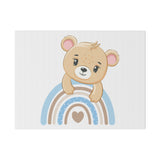 Blue Rainbow Bear Matte Canvas, Stretched