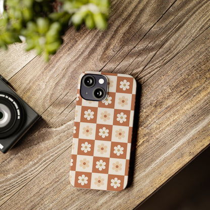 Autumn Checkered Floral Slim iPhone Case