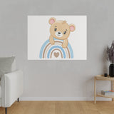 Blue Rainbow Bear Matte Canvas, Stretched