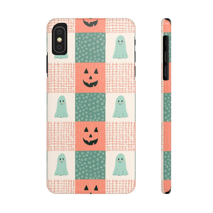 Ghost and Pumpkin Checkered Slim iPhone Case